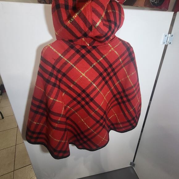 BETSY JOHNSON size 6 girl hooded plaid cape - Picture 6 of 7